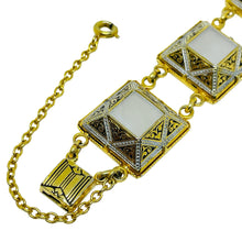 Load image into Gallery viewer, SPAIN vintage gold tone mother of pearl damascene designer link bracelet
