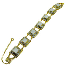 Load image into Gallery viewer, SPAIN vintage gold tone mother of pearl damascene designer link bracelet
