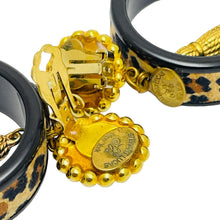 Load image into Gallery viewer, STEWART LUCAS NEW YORK signed gold black designer runway clip on earrings
