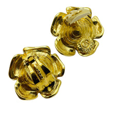 Load image into Gallery viewer, ST JOHN signed vintage gold pearl enamel flower designer clip on earrings
