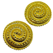 Load image into Gallery viewer, ST. JOHN signed vintage gold tone swirl designer clip on earrings
