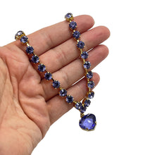 Load image into Gallery viewer, SUZANNE BJONTEGARD signed gold amethyst glass heart designer necklace

