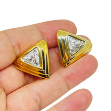 Load image into Gallery viewer, SWAROVSKI SAL signed vintage gold plated crystal designer clip on earrings
