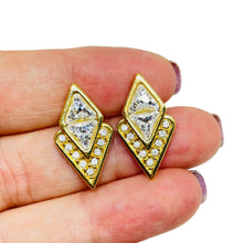 Load image into Gallery viewer, SWAROVSKI SAL signed vintage gold plated crystals designer post earrings
