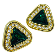Load image into Gallery viewer, SWAROVSKI SAL signed vintage gold plated emerald crystal designer earrings
