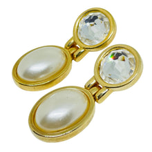 Load image into Gallery viewer, SWAROVSKI SAL signed vintage gold plated pearl crystals designer drop earrings
