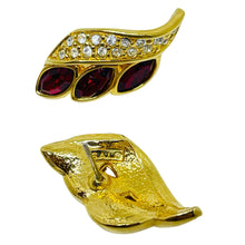 Load image into Gallery viewer, SWAROVSKI SAL signed vintage gold plated ruby crystals designer post earrings
