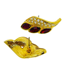 Load image into Gallery viewer, SWAROVSKI SAL signed vintage gold plated ruby crystals designer post earrings
