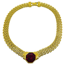 Load image into Gallery viewer, SWAROVSKI SAL signed vintage gold plated ruby red crystal chain necklace
