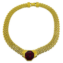 Load image into Gallery viewer, SWAROVSKI SAL signed vintage gold plated ruby red crystal chain necklace
