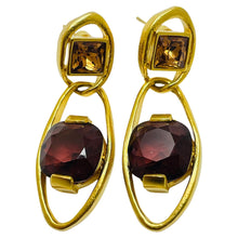 Load image into Gallery viewer, SWAROVSKI gold plated crystal dangle designer earrings
