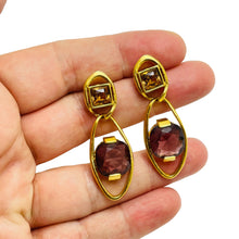 Load image into Gallery viewer, SWAROVSKI gold plated crystal dangle designer earrings

