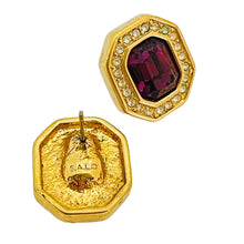 Load image into Gallery viewer, SWAROVSKI signed SAL gold plated amethyst crystals designer earrings

