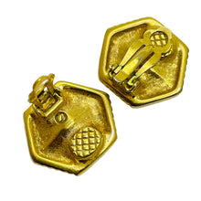 Load image into Gallery viewer, SWAROVSKI signed gold amethyst crystal designer runway clip on earrings
