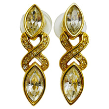 Load image into Gallery viewer, SWAROVSKI signed gold crystal designer runway earrings
