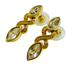 Load image into Gallery viewer, SWAROVSKI signed gold crystal designer runway earrings
