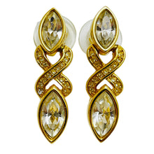Load image into Gallery viewer, SWAROVSKI signed gold crystal designer runway earrings

