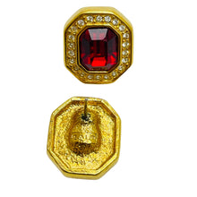 Load image into Gallery viewer, SWAROVSKI signed gold ruby red crystal designer runway earrings
