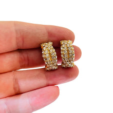Load image into Gallery viewer, SWAROVSKI signed vintage gold plated crystals designer runway clip on earrings

