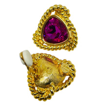 Load image into Gallery viewer, SWAROVSKI signed vintage gold plated pink crystals designer clip on earrings

