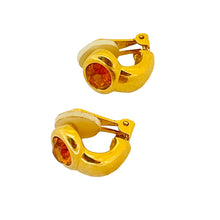 Load image into Gallery viewer, SWAROVSKI swan gold plated crystal clip on designer earrings
