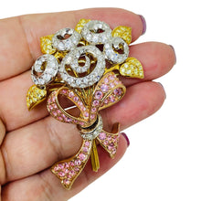Load image into Gallery viewer, SWAROVSKI swan logo 98 JP signed vintage compassion flower crystal brooch
