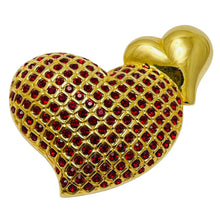 Load image into Gallery viewer, SWAROVSKI swan logo signed gold plated crystals heart designer brooch
