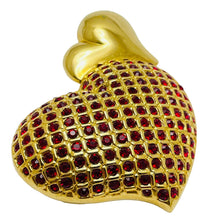 Load image into Gallery viewer, SWAROVSKI swan logo signed gold plated crystals heart designer brooch
