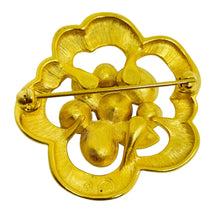 Load image into Gallery viewer, SWAROVSKI swan logo signed vintage gold plated crystals designer brooch
