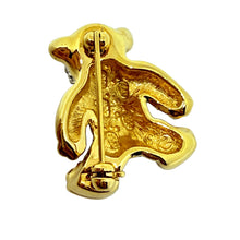 Load image into Gallery viewer, SWAROVSKI swan signed gold plated crystal blue enamel teddy bear brooch
