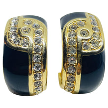 Load image into Gallery viewer, SWAROVSKI swan signed gold plated enamel rhinestones post designer earrings
