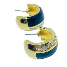 Load image into Gallery viewer, SWAROVSKI swan signed gold plated enamel rhinestones post designer earrings
