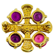 Load image into Gallery viewer, SWAROVSKI swan signed gold plated pink crystals maltese cross designer brooch
