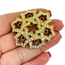Load image into Gallery viewer, SWAROVSKI swan signed gold plated ruby red crystals designer brooch
