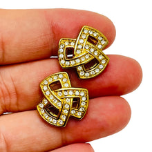 Load image into Gallery viewer, SWAROVSKI swan signed vintage gold crystals designer earrings

