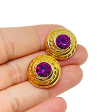 Load image into Gallery viewer, SWAROVSKI swan signed vintage gold plated crystal designer post earrings
