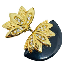 Load image into Gallery viewer, SWAROVSKI swan signed vintage gold plated glass dangle designer clip on earrings
