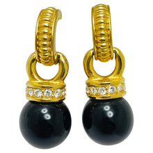 Load image into Gallery viewer, SWAROVSKI swan signed vintage gold plated glass designer earrings
