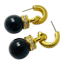 Load image into Gallery viewer, SWAROVSKI swan signed vintage gold plated glass designer earrings
