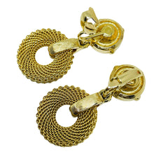 Load image into Gallery viewer, SWAROVSKI vintage gold plated red crystal dangle designer clip on earrings
