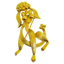 Load image into Gallery viewer, TRIFARI crown signed gold tone dog figural pin brooch
