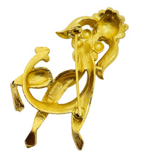 Load image into Gallery viewer, TRIFARI crown signed gold tone dog figural pin brooch
