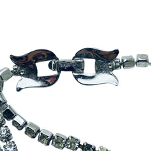 Load image into Gallery viewer, TRIFARI crown signed silver black modernist rhinestone designer runway necklace
