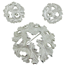Load image into Gallery viewer, TRIFARI crown signed silver tone designer brooch earrings set
