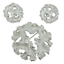 Load image into Gallery viewer, TRIFARI crown signed silver tone designer brooch earrings set
