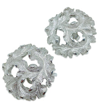 Load image into Gallery viewer, TRIFARI crown signed silver tone designer brooch earrings set
