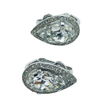 Load image into Gallery viewer, TRIFARI crown signed silver tone glass designer clip on earrings

