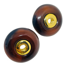 Load image into Gallery viewer, TRIFARI crown signed vintage gold tone amber lucite designer clip on earrings
