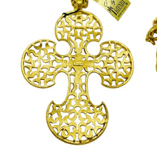 Load image into Gallery viewer, TRIFARI crown signed vintage gold tone cross designer necklace with tags
