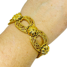 Load image into Gallery viewer, TRIFARI crown signed vintage gold tone designer bracelet
